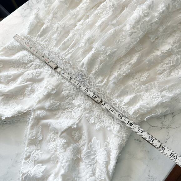 DB Studio 3D Fooral Lace Mini V Neck Dress Women’s Size 14 Bride Wedding NEW - Picture 14 of 14